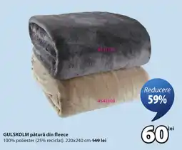 JYSK Gulskolm pătură din fleece Ofertă