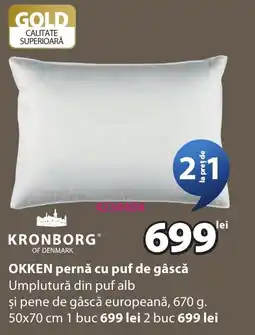 JYSK Kronborg okken pernă cu puf de gâscă Ofertă