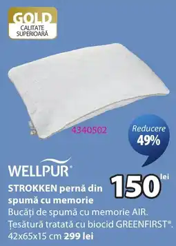 JYSK Wellpur strokken pernă din spumă cu memorie Ofertă