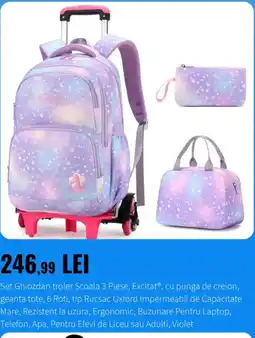 Emag Excitat® Ghiozdan troler Scoala 3 Piese Ofertă