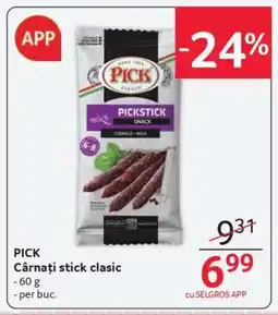 Selgros PICK Cârnați stick clasic Ofertă