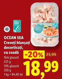 Lidl Ocean Sea Creveți blanșați decorticați, cu coadă Ofertă