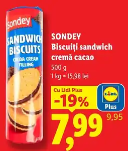 Lidl Sondey biscuiti sandwich cremă cacao Ofertă
