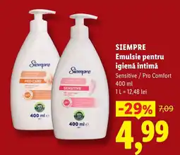 Lidl Siempre Emulsie pentru igienă intimă Ofertă
