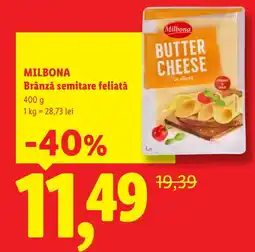 Lidl Milbona brânză semitare feliată Ofertă