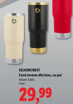 Lidl Silvercrest cană termos din inox, cu pai Ofertă