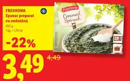 Lidl Freshona spanac preparat cu smântână Ofertă