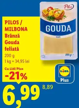 Lidl Pilos brânză gouda feliată Ofertă