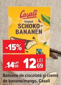 Carrefour Casali batoane de ciocolata si crema de banane/mango Ofertă