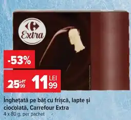 Carrefour Market Carrefour Extra înghețată pe băț cu frișcă, lapte și ciocolată Ofertă