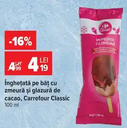 Carrefour Market Carrefour Classic înghețată pe băț cu zmeură și glazură de cacao Ofertă