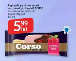 Supeco CORSO înghețată pe băț cu aromă de zmeură și ciocolată Ofertă