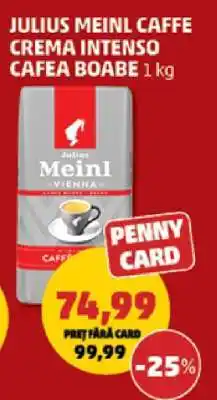 Penny JULIUS MEINL CAFFE CREMA INTENSO CAFEA BOABE 1 kg Ofertă