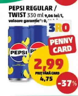 Penny PEPSI REGULAR / TWIST 330 ml Ofertă