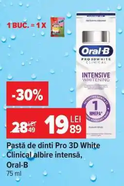 Carrefour Pastă de dinți Pro 3D White Clinical Albire Intensa, Oral-B Ofertă
