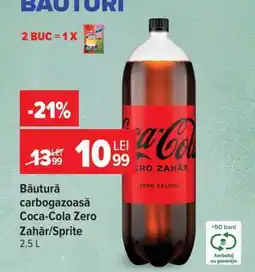 Carrefour Băutură carbogazoasă Coca Cola Zero Zahăr/Sprite Ofertă