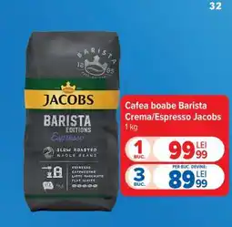 Carrefour Cafea boabe Barista Crema/Espresso Jacobs 1 kg Ofertă