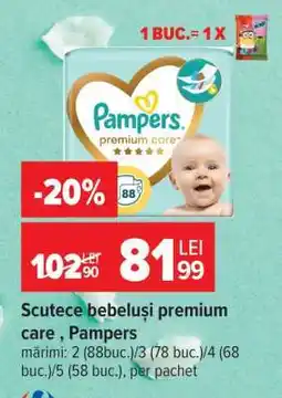 Carrefour Scutece bebeluși Premium Care Pampers Ofertă