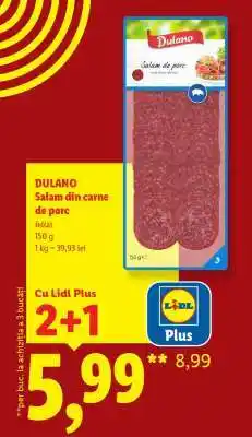 Lidl DULANO Salam din carne de porc Ofertă