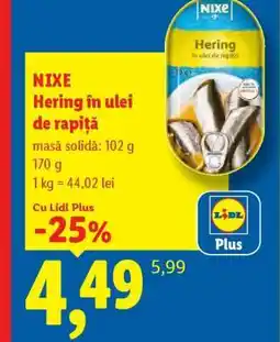 Lidl Nixe Hering în ulei de rapiță Ofertă
