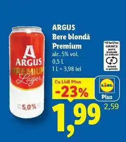 Lidl ARGUS Bere blondă premium Ofertă