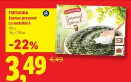 Lidl Freshona Spanac preparat cu smântână Ofertă