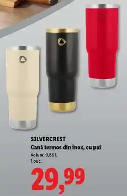 Lidl SILVERCREST Cană termos din inox, cu pai Ofertă
