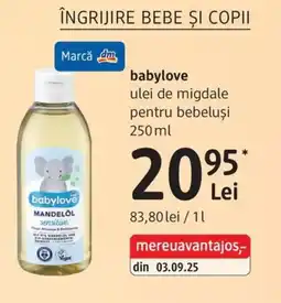 DM babylove ulei de migdale pentru bebeluși Ofertă