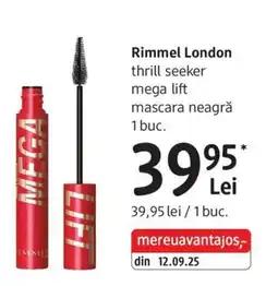 DM Rimmel London thrill seeker mega lift mascara neagră Ofertă