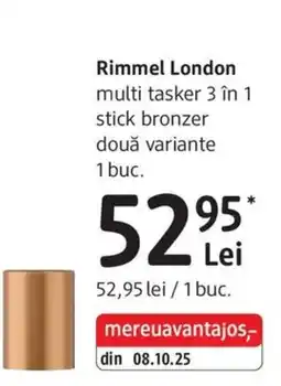 DM Rimmel London multi tasker 3 în 1 stick bronzer două variante Ofertă