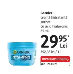 DM Garnier cremă hidratantă sorbet cu acid hialuronic Ofertă