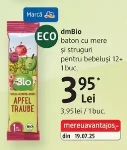 DM dmBio baton cu mere și struguri pentru bebeluși 12+ Ofertă