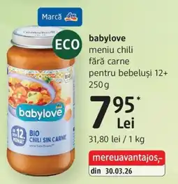 DM babylove meniu chili fără carne Ofertă