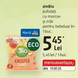 DM dmBio pufuleți cu morcov și măr Ofertă