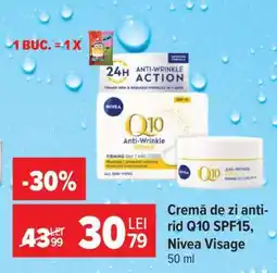 Carrefour Cremă de zi anti-rid Q10 SPF15, Nivea Visage Ofertă