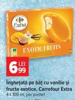 Carrefour Înghețată pe băț cu vanilie și fructe exotice, Carrefour Extra Ofertă