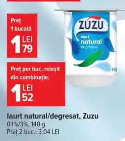 Carrefour Iaurt natural/degresat Zuzu Ofertă