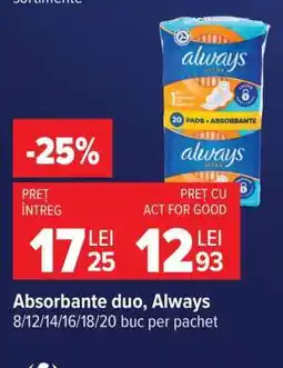 Carrefour Absorbante Duo, Always Ofertă