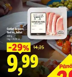 Lidl Cotlet de porc fără os, feliat Ofertă
