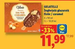 Lidl GELATELLI Înghețată glazurată fistic / caramel Ofertă