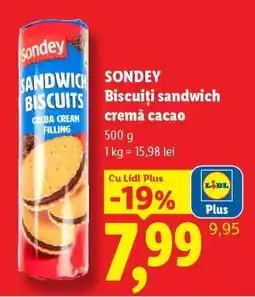 Lidl SONDEY Biscuiți sandwich cremă cacao Ofertă