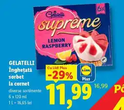 Lidl GELATELLI Înghețată sorbet la cornet Ofertă