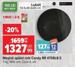 Carrefour Candy mașină spălat rufe BR 47SBL8-S Ofertă