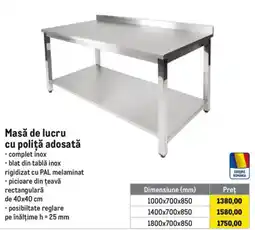 Metro Masă de lucru cu poliță adosată Ofertă