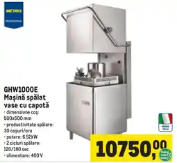 Metro Metro Professional Mașină spălat vase cu capotă GHW1000E Ofertă