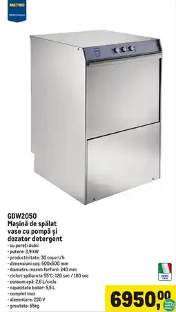 Metro Metro Professional Mașină de spălat vase cu pompă și dozator detergent Ofertă