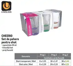 Metro Uniclass cheerio set de pahare pentru shot Ofertă