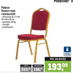 Metro Palace scaun roșu restaurant Ofertă
