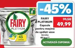 Kaufland Fairy platinum capsule pentru mașina de spălat vase lămâie Ofertă