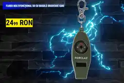 Decathlon Forclaz fluier multifuncțional 50 cu busolă orientare kaki Ofertă
